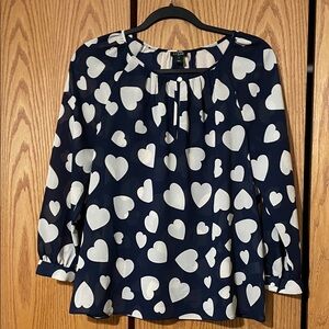 J. Crew Heart Pattern Blouse